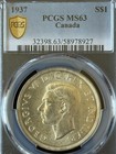 C511 1937 Canada George V Silver Dollar Pcgs Ms 63 Royal Canadian Mint  Km37