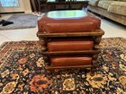 Stackable Leather And Wood Footstools