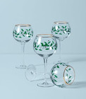New - Lenox 856101 Holiday 4-piece Wine Glass Set  Christmas Dinnerware  Hosting
