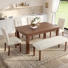 6-piece Modern Dining Set With Table  4 Chairs   Bench  Walnut