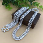 Pure 999 Fine Silver Chain Men Women 4mm 6mm 8mm Solid Cuban Curb Link Necklace