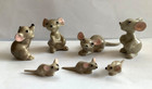 Vintage Hagen Renaker Miniature Mini Grey Mama Papa Baby Mouse Family Lot Of 7