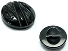 Vintage Carved Bakelite Coat Button 1-5 8  Black Floral Design