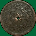 1853 Braided Hair Large Cent Very Fine Vf Coin  Holed  37425