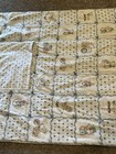 Vtg Superbly Hand Quilted Embroidered Heirloom Blue Baby Blanket Wall Art