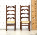 Sonia Messer 2-pc Lot Of Rush Seat Side Chairs - Artisan Dollhouse Miniature