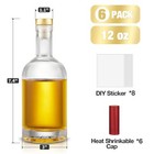 Set Of 6 Glass Bottles 12 Oz Clear Liquor Bottles Heavy Base Glass Bottles Wi   