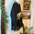 Ptny Button Down Shirt Womens Medium Black Excellent Vintage Patchwork Lace Trim