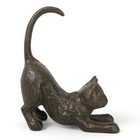 Rustic Cast Iron Playful Cat Figurine     Heavy-duty Antique Style Decor   Bookend