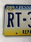 Pennsylvania License Plate - Repair Towing - Rt37362     00 Tag  Great Condition