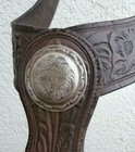 Vintage Wild Rose Pattern Tooled Horse Martingale Silver 2-1 2 In  Center Concho