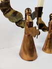 Trio Of Vintage  Brass Angel Candle Holder Mexico Hand Made W Candles Lg Med Sm