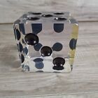 Vintage Clear Lucite Dice Jumbo Large 4  Inch Square   Bookend   Black Dots