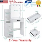 4 Drawers Vanity Makeup Dressing Desk Table Set Sliding Mirror W  10 Led Lights