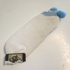 Vintage Pom Pom Ankle Socks Light Blue Cotton Blend Nwt