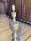 Antique 19th C Circa 1830s Wrought Iron Brass Andiron Early American Fireplace
