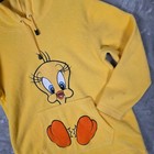 Warner Bros Tweety Bird Hoodie Unisex Xs Yellow Fleece Pullover Vintage Y2k