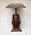 Vintage Mahogany Finish Wood Side Table With Magazine Rack - Nice  