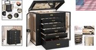 Extra Large Black Jewelry Box Organizer With Mirror 