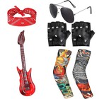 7pcs Kids Rockstar Costume Set With Inflatable Guitar   Heavy Metal Accessories