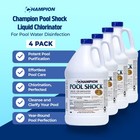 Champion Pool Shock Liquid Chlorinator For Pool Water Disinfection   4 Pack 