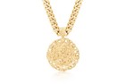 Gold Nugget Necklace  Round Nugget Pendant  7mm Curb Chain  14k Gold Plated