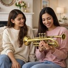 Vintage Brass Trumpet  Antique 3-valve Cornet  Decorative Musical Instrument
