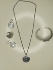 Vintage Ethnic S925 Sterling Silver Jewelry Set Necklace Bracelet Ring Earrings