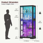 Glass Display Cabinet With Rgb Light - 7-tier Show Case With Large Shelf  Black