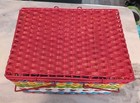 Rainbow Colors Picnic Basket Woven Plastic Weave