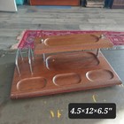 Vintage Mid Century Modern Wood Valet Tray Desk Organizer 2-tier Catchall