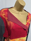 Cirque Du Soleil Top Tunic Womens Xl Artsy Chocolate Peasant Asymmetrical Patch