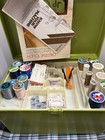 Vtg Wilson Wil-hold Green Plastic Sewing Box W  Tray 14    X 9  X8   Tote     X3