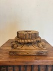Antique Wooden Column Base Candle Holder   Hand-carved Architectural Salvage