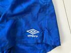 Umbro Blue 100  Nylon Checkered Soccer Shorts Football Running Gym Kid Youth Xl