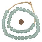 River Aqua Recycled Glass Beads 14mm Ghana African Sea Glass Blue Round Handmade
