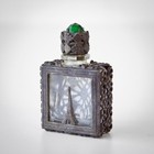 Victorian Miniature Perfume Bottle Glass brass   France Eiffel Tower  Screw Top