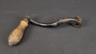Antique Cast Iron Crank Handle Teardrop Wood Grip Meat Grinder Coffee Mill Tool