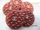 Chanel 5 Blood Red Gold Tone Metal  Cc Logo Front  Buttons 22 Mm under 1   Lot 5