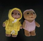 Vintage Russ Berrie Teddy Bears Dressed As Flocked Miniature Figure Set Workout 