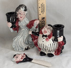 Vintage Fitz Floyd Dracula   Lady Vampire Candlestick Holders Set   Canape Knife