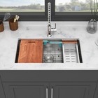 Undermount Kitchen Sink Single Bowl 16 Gauge Stainless Steel Ledge Workstation