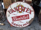 Vintage Kanotex Bondified Gasoline Double Sided Porcelain Enamel Sign 42x42   
