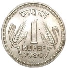 1980-b India 1 Rupee Unc Prooflike Coin Ashoka Lion Km 78