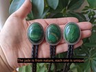 Golden Green Forest Jade Bolo Tie Wedding Necklace For Men Women Western Cowboy