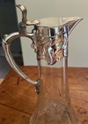 Art Nouveau Silverplated   Cut Crystal Claret Jug Wmf Germany Circa 1900