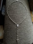 Silver Tone Metal Rosary Beads Necklace W  Crucifix Cross   Devotional Medal