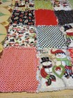 Handmade Snowman Rag Quilt Throw Farmhouse Christmas Holiday Blanket 43 X 48 In
