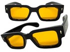 Classic Vintage Retro Hardcore Biker Gangster Sunglasses Black Frame Orange Lens
