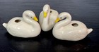 Lot Of 3 Vintage Ceramic White Swans Geese Bird Beads For Macrame Crafts 2 1 2 w